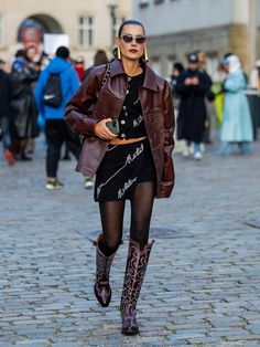 How to wear cowboy boots in 2024 | HELLO! Outfits With Red Boots, Cowboy Boots Outfit Fall, Burgundy Boots Outfit, Outfits With Red, How To Wear Cowboy Boots, Red Boots Outfit, Cowboy Core, Sombrero Cowboy, Best Cowboy Boots