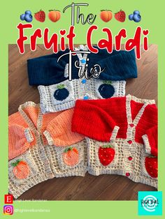 the fruit cardi free crochet pattern is on display