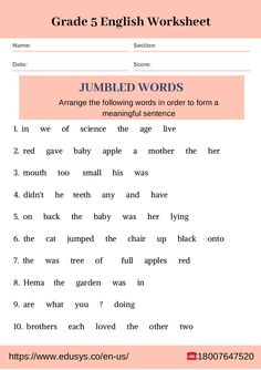 an english worksheet with the words jumbled words and numbers on it