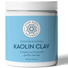 a jar of kaolin clay on a white background