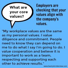 a blue background with a thought bubble above it that says, what are your core values?