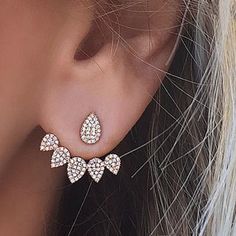 Rhinestone Jacket, Jacket Earrings, Double Sided Earrings, Korean Jewelry, Fashion Jewelry Earrings, Ear Cuffs, Crystal Stud Earrings, Flower Earrings Studs, Gold Jewelry Fashion