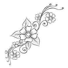 a tattoo design with flowers and leaves