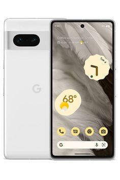 the new google pixel smartphone is shown in white and features an image of a bird's wing