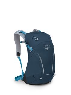 the ospree back pack is shown in blue