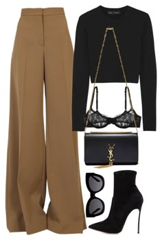 "Untitled #1545" by camila-echi ❤ liked on Polyvore featuring STELLA McCARTNEY, Proenza Schouler, L'Agent By Agent Provocateur, Casadei, Karen Walker and Yves Saint Laurent Chique Outfits, Neue Outfits, Brown Pants