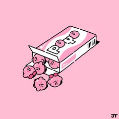 a pink background with an illustration of a box of donuts on top of it