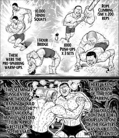 Baki Workout Manga, Kengan Ashura Workout, Baki Training Manga, Manga Martial Arts, Kengan Ashura Art, Baki Hanma Training, Manga Training, Anime Training, Wrestling Workout