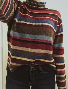 Potential Aesthetic, Anya Mouthwashing, Striped Knitwear, Yellow Style, 80s Sweater, Style Inspiration Fall, Girls Wardrobe, Denim Midi Skirt, Look Vintage