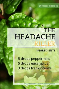 The Headache Killer - peppermint, eucalyptus, frankincense Essential Oils For Headaches