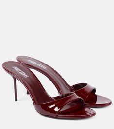 Lidia 70 patent leather mules in red - Paris Texas | Mytheresa Pretty Heels, Dr Shoes, Mid Heel Sandals, Paris Texas, Cute Heels, Shoe Inspo, Girly Shoes, Aesthetic Shoes, Swag Shoes