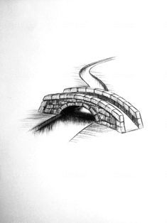 a drawing of a bridge with a road going over it