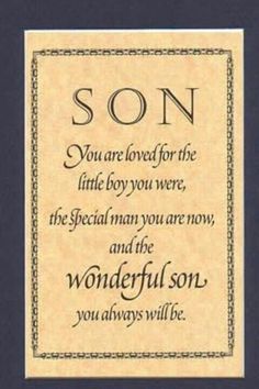 a framed poem with the words son on it