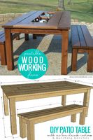 the diy patio table and bench is made from wood