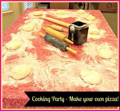 a table topped with dough and rolling tools