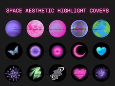 an image of space aesthetic highlight covers