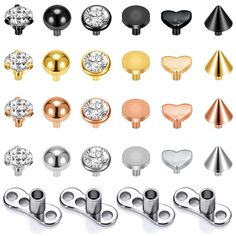 several different types of studs on white background