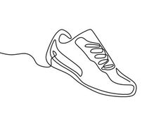 continuous line drawing of a running shoe