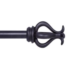 an image of a black curtain handle on a white background