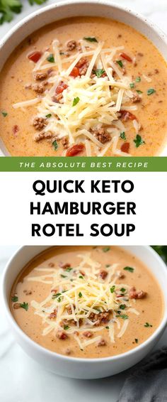 Image for Quick Keto Hamburger Rotel Soup Keto Dinner Hamburger, Crock Pot Soup Ground Beef, Hamburger Cauliflower Soup, Whole30 Hamburger Soup, Keto Soup Ground Beef, Keto Hamburger Meat Recipes Low Carb, Hearty Keto Soup Recipes, Good Keto Recipes, Keto Soup Ideas