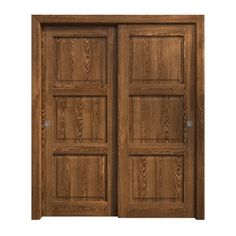 an open wooden door on a white background