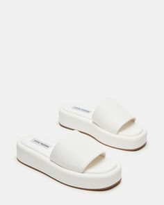 BEACHY White Platform Slide Sandal | Women's Sandals – Steve Madden