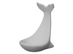 a white vase with a tail shaped like a whale