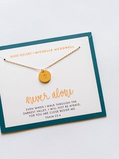 Mary Square and Michelle McDowell have teamed up to design a simple, yet inspiring jewelry collection together. These inspirational necklaces offer reminders of hope, healing, and encouragement as we walk life's daily path. Each necklace comes on a card with thoughtful sentiment or scripture, making these a beautiful gift. Plated in 18k gold, these adjustable necklaces feature an icon charm to remind the wearer of these powerful truths. Sentimental Jewelry, Sentimental Jewellery, Never Alone, Prayer Request, Adjustable Necklace, Gold Plated Necklace, Special Person, Modern Jewelry, Note Cards