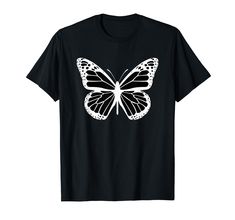 PRICES MAY VARY. Cute white and black butterfly with small black dots. A great birthday present for butterfly lovers and all romantic persons. Lightweight, Classic fit, Double-needle sleeve and bottom hem White Butterfly T-shirt For Summer, White Butterfly T-shirt For Spring, White And Black Butterfly, Butterfly Clothes, Butterfly T Shirt, Black Butterfly, Black Dots, Birthday Present, Branded T Shirts