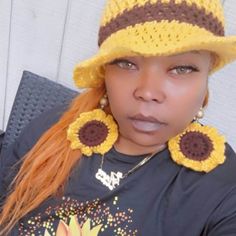 Crochet Wavy Trim Bucket Hat Autumn Jackson by Razonda Lee Razondalee - Etsy Adjustable Handmade Brown Cloche Hat, Yellow Crochet Yarn Cap, Yellow Yarn Crochet Cap, Yellow Crochet Cap Hat, Yellow Crochet Bucket Hat One Size, Yellow Bohemian Yarn Hat, Bohemian Yellow Yarn Hat, Adjustable Hand Knitted Beanie, Adjustable Yellow Crochet Hat