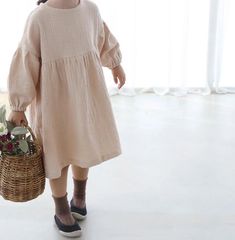 Delightful organic cotton dress. Color: Cream Material: 100% organic cotton. • Made in Austria • Care Instructions: Machine wash • Fabric: 100% organic cotton Baby Spring Dress, Girls Casual Dress, Toddler Princess Dress, Spring Toddler, Muslin Dress, Boho Mode, Girls White Dress, Kids Party Dresses, Girls Casual Dresses