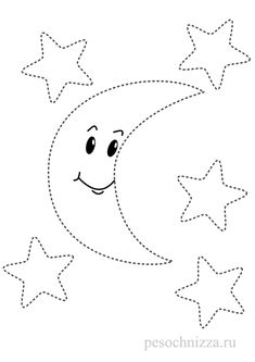 a cartoon moon with stars to be colored