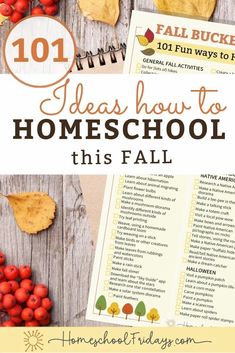 fall bucket for homeschool with text overlay that reads 101 ideas how to homeschool this fall