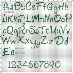 a cross stitch alphabet with numbers and letters