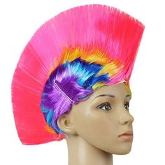 Fashion Cocktail Rainbow Wig Curly Hair Costume Colorful Wigs For Women And Girls Anime Costumes Halloween Role Play Wig Wigs Colorful Straight Hair Girls Easter Party Features: This product is made of high quality synthetic heat fiber, no, no, soft, light and super smooth hair. Measures about 40 cm long and can be cut to its own length to add amazing color and hair. Easy to use. Halloween wig for role play. Different colors support different hairstyles. Match your style and add fun. Can stay fo Funny Wigs, Rainbow Wig, Afro Wig, Wig Hat, Punk Hair, Easter Girl, Lace Closure Wig, Costume Cosplay, Cap Hair