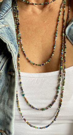 Boho Seed Bead Necklace, Long Beaded Necklaces, Beaded Boho Necklace, Creative Mom, Small Necklace, Necklace Ideas, Hippie Necklace, Long Beaded Necklace, Fall Jewelry