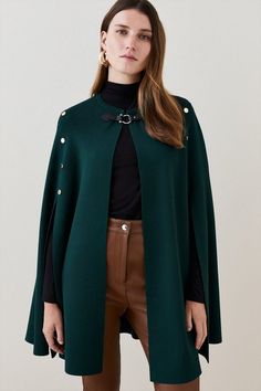 Military Knit Cape | Karen Millen Jacket Collection, Knitted Cape, The Military, Karen Millen, Fashion Face, Duster Coat, The Future, Cape, Coats Jackets