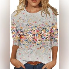 Brand New Women’s Half Sleeve T-Shirt. Pretty Floral T-Shirt Crewneck Dress, Tee Outfit, Streetwear Women, Botswana, Printed Sweatshirts, Fashion Tops, Trinidad, Floral Print Dress, Womens Fashion Casual