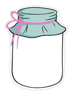 a jar with a pink bow on it's ribbon around the top and bottom