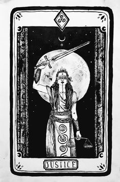 Justice Tarot Card, Tarot Card Print, Justice Tarot, Tarot Card Tattoo, Tarot Tattoo, Lady Justice, Esoteric Art, Tarot Cards Art, Card Tattoo