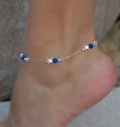 Mid Rings, Beautiful Anklet, Crystal Anklet, Beaded Ankle, Swarovski Crystal Jewelry, Jewelry Beach, Swarovski Crystal Bracelet, Crystal Bangle, Jewelry Blue