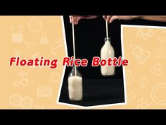 there are two bottles that have rice in them and the words floating rice bottle above it