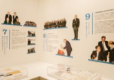 an exhibit with pictures and information about men in business suits