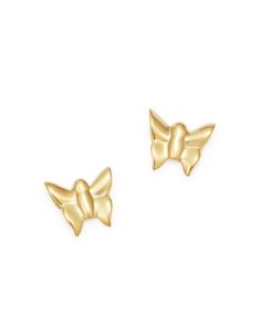 Moon & Meadow 14K Yellow Gold Butterfly Stud Earrings - 100% Exclusive Cute Gold Butterfly Earrings, Elegant Gold Butterfly Earrings, Dainty Yellow Gold Butterfly Earrings, Gold-plated Butterfly Earrings, Gold Butterfly-shaped Pierced Earrings, Cross Earrings Studs, Butterfly Earrings Stud, Moon Studs, Yellow Butterfly