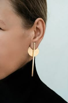 Gold ear jacket earrings, Extra long earrings, Front back earrings, Double sided earrings gold statement earrings, Straight line earrings Earrings are available both in brass and silver, or both (brass bars + silver circles). These modular earrings with sterling silver posts and backs are polished | Long Earrings Line Earrings, Extra Long Earrings, Gold Ear Jacket, Jacket Earrings, Double Earrings, Double Sided Earrings, Large Statement Earrings, Earrings Double, Front Back Earrings