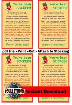 the instructions for how to use christmas stockings in your home or office, with pictures and text