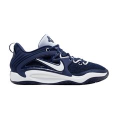 the nike zoom basketball shoe in blue and white