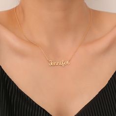 Introducing our exquisite gold name necklace, a stunning piece of customized jewelry that is sure to become a beloved and cherished accessory. Crafted from high-quality 14K gold, this necklace boasts a delicate chain adorned with a personalized pendant displaying your chosen name in elegant script. The pendant itself is meticulously handcrafted to ensure precision and attention to detail. Its beautiful cursive letters are gracefully intertwined, creating a timeless and sophisticated look. Whether it's your own name or the name of a loved one, this necklace is a heartfelt and meaningful way to commemorate a special bond or celebrate your own individuality... The adjustable chain allows for a perfect fit, ensuring comfort and versatility. Wear this necklace as a daily reminder of love, empow Name Necklace Gold, Signature Necklace, Name Necklaces, Christmas Necklace, Cursive Letters, Loving Gifts, Gold Name Necklace, Customized Jewelry, Personalized Pendant