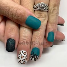 Fall Lepord Print Nails, Cheetah Pumpkin Nails, Fall Nails With Cheetah Print, Fall Leopard Nail Designs, Turquoise Fall Nails, Fall Cruise Nails, Fall Leopard Print Nails, Cheetah Print Nails Fall