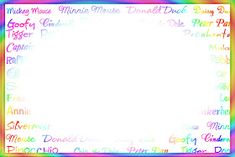 a rainbow colored frame with words written all over it